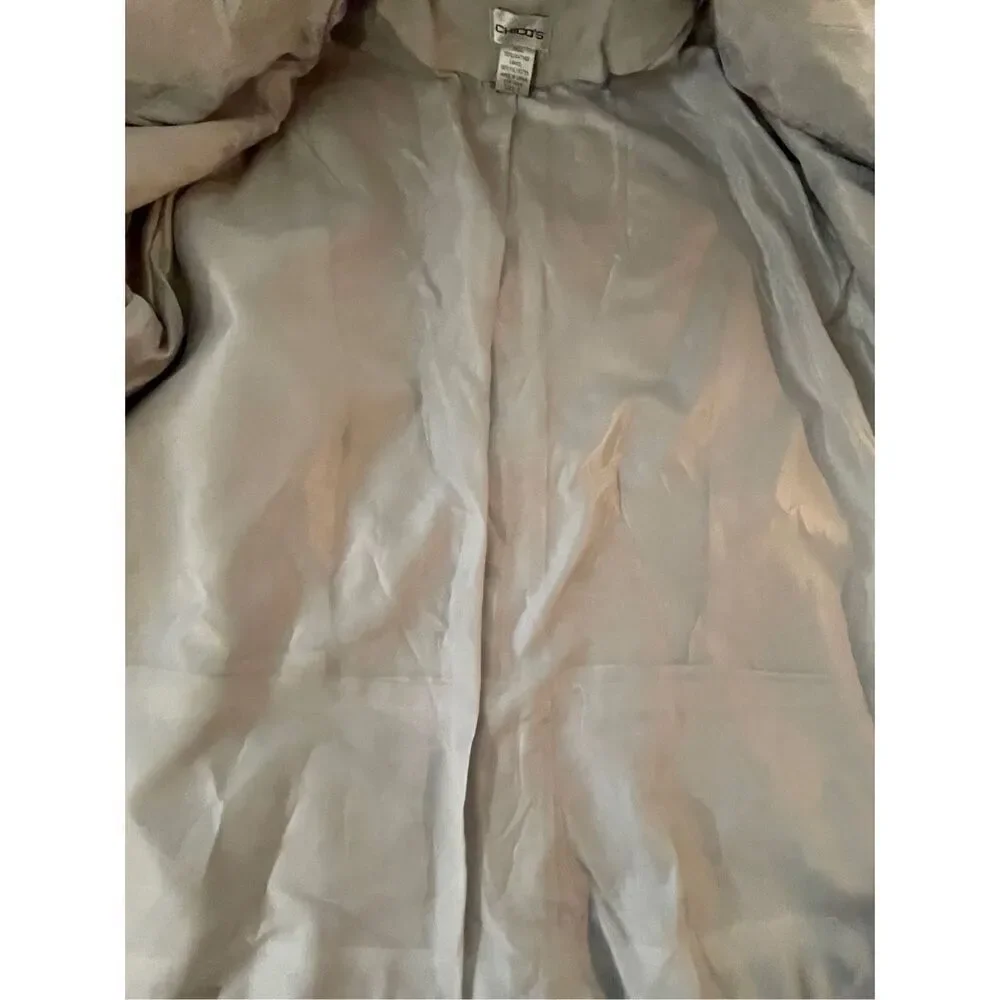 Chico's Womens Gray Leather Button Front Blazer Jacket Size 3
